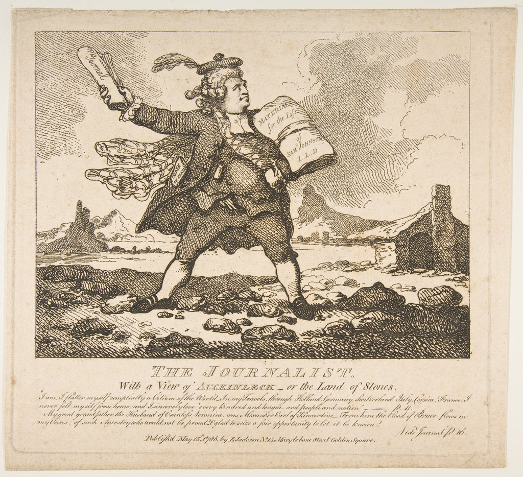 Detail of The Journalist, With a View of Auckinleck-or the Land of Stones, May 15, 1786 by Thomas Rowlandson