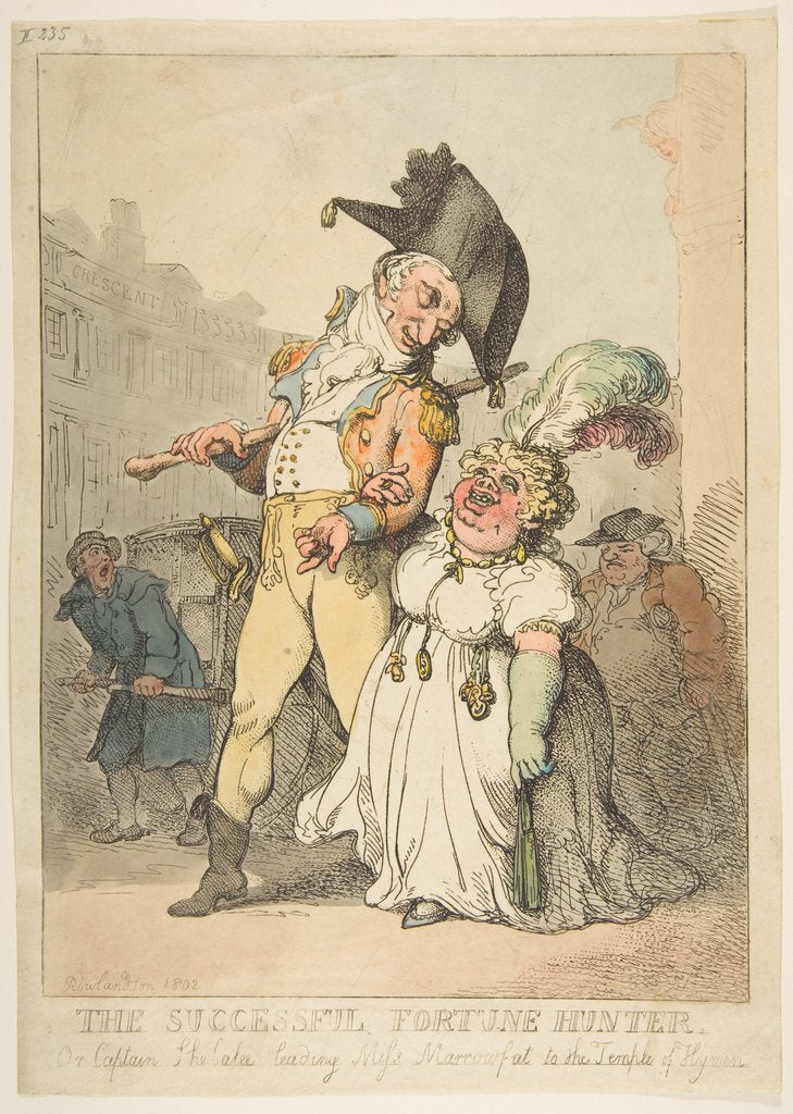 Detail of The Successful Fortune Hunter, or Captain Shelalee Leading Miss Marrowfat to the Temple of…, 1802 by Thomas Rowlandson