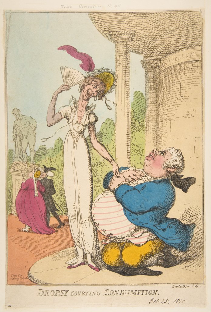 Detail of Dropsy Courting Consumption, October 25, 1810 by Thomas Rowlandson