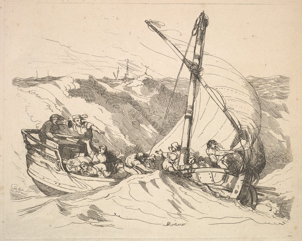 Detail of Boat in a Storm at Sea, 1784-88 by Thomas Rowlandson