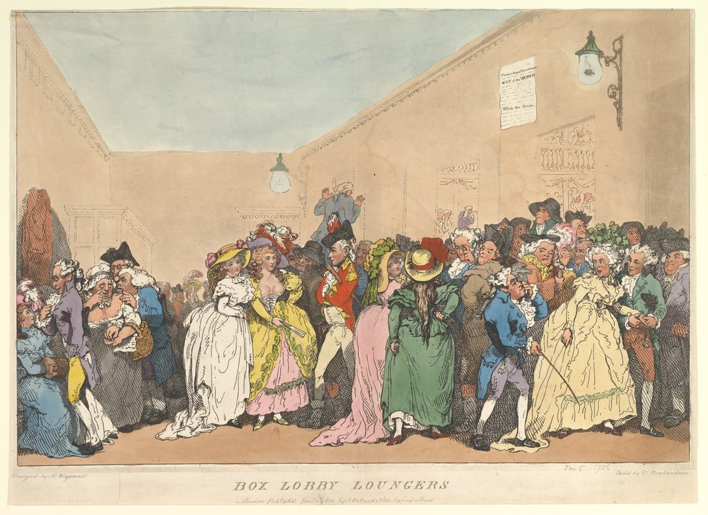 Detail of Box Lobby Loungers, January 5, 1811 by Thomas Rowlandson