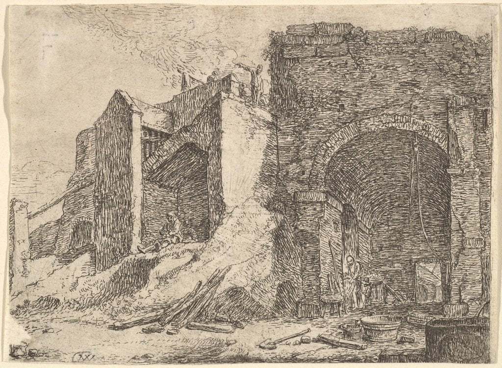 Detail of The Forge, 17th century by Thomas Wijck