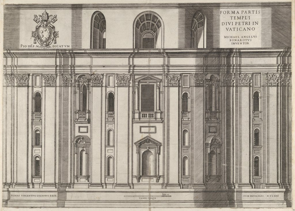 Detail of Speculum Romanae Magnificentiae: St. Peter's, 1564 by Vincenzo Luchino