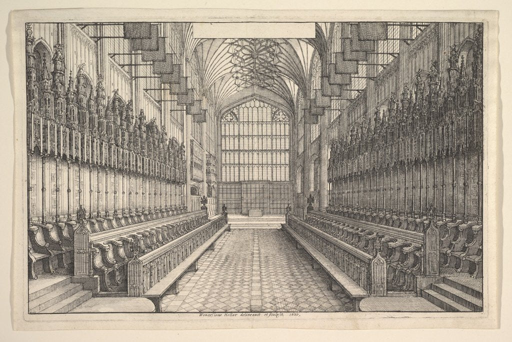 Detail of Choir and stalls in St George's Chapel, Windsor, 1660 by Wenceslaus Hollar