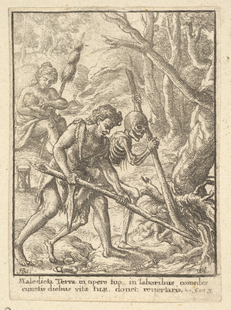 Detail of Adam Ploughing from the Dance of Death, 1651 by Wenceslaus Hollar