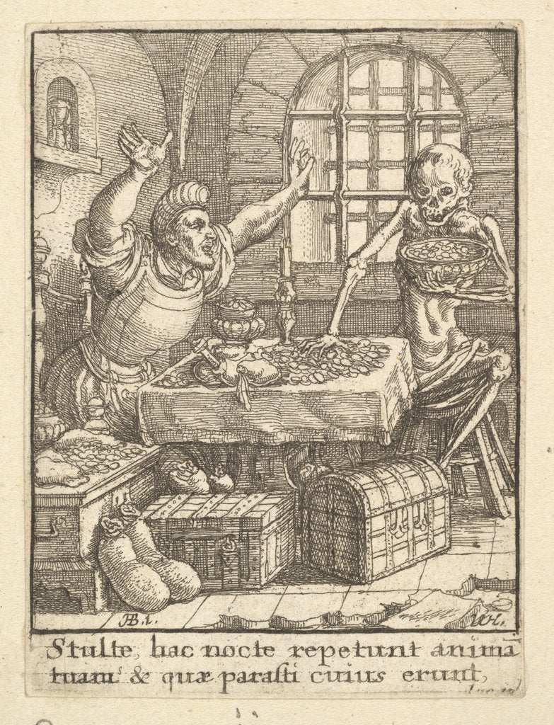 Detail of The Miser, from the Dance of Death, 1651 by Wenceslaus Hollar