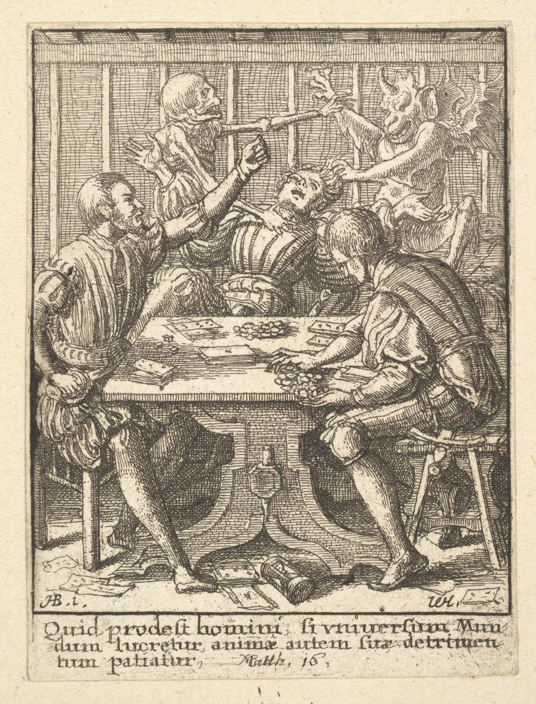 Detail of The Gamesters, from the Dance of Death, 1651 by Wenceslaus Hollar