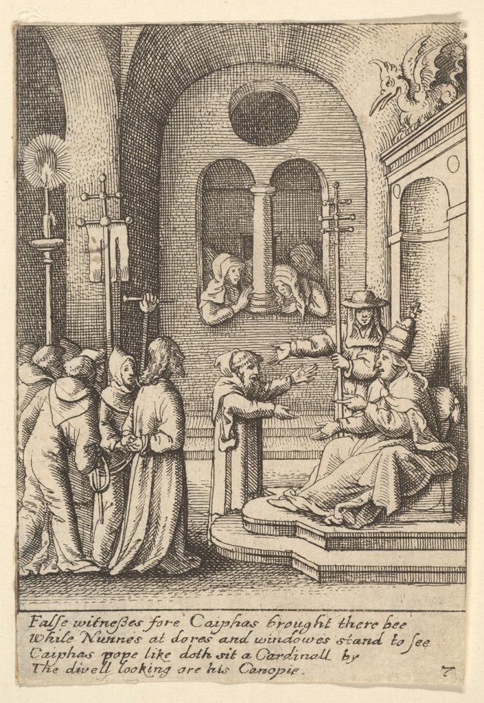 Detail of Jesus again before Caiaphas, 1625-77 by Wenceslaus Hollar