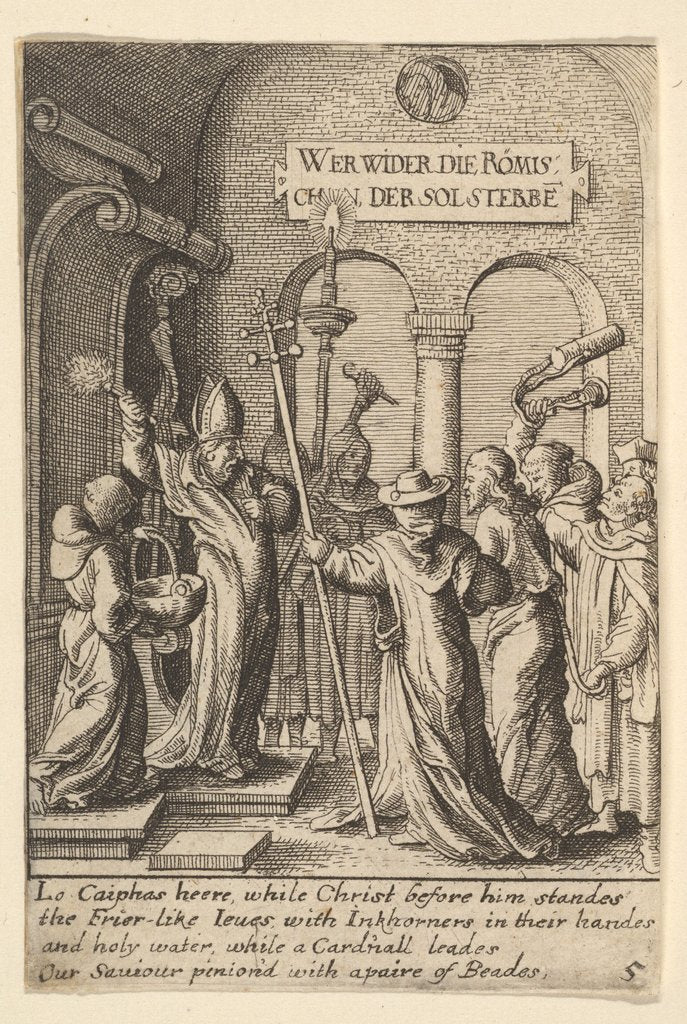 Detail of Jesus before Caiaphas, 1625-77 by Wenceslaus Hollar