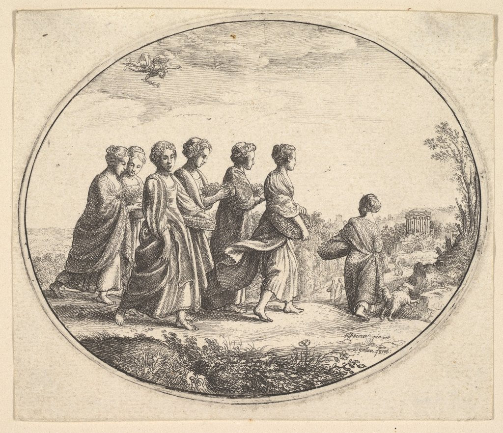 Detail of The daughters of Aglaura, ca. 1646 by Wenceslaus Hollar