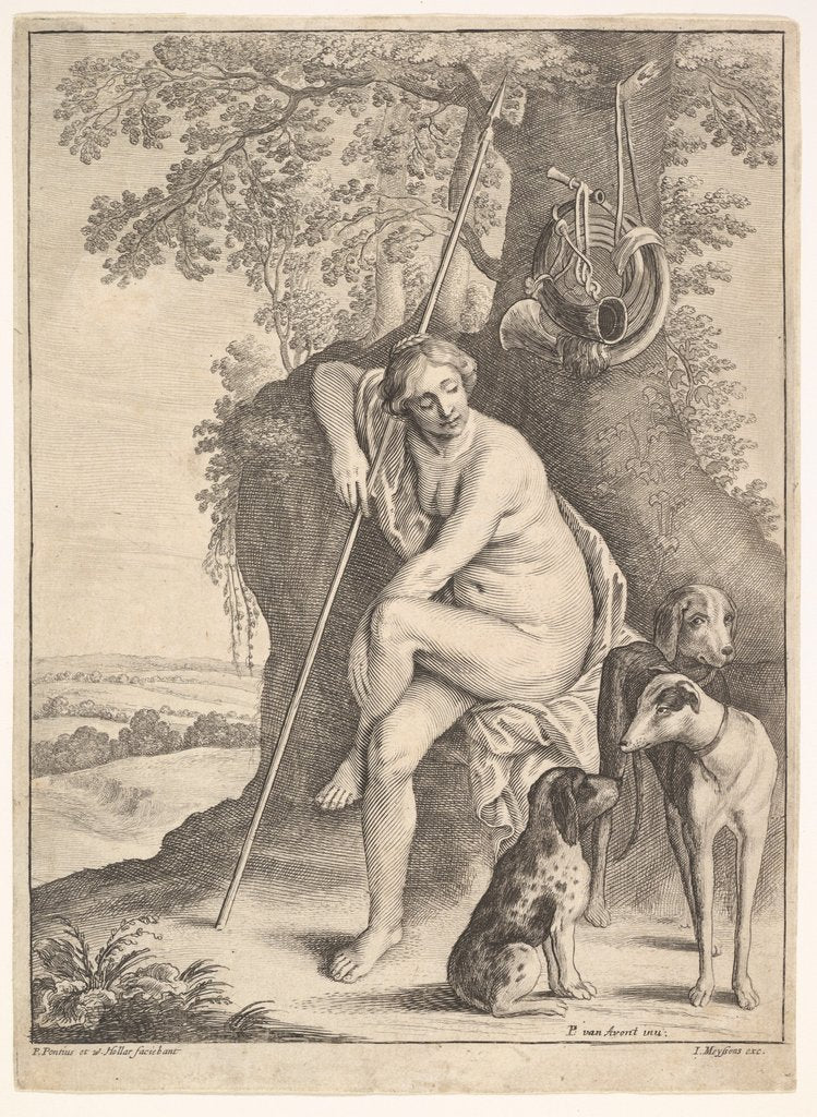 Detail of Seated figure of Diana the huntress, 1625-77 by Paulus Potter