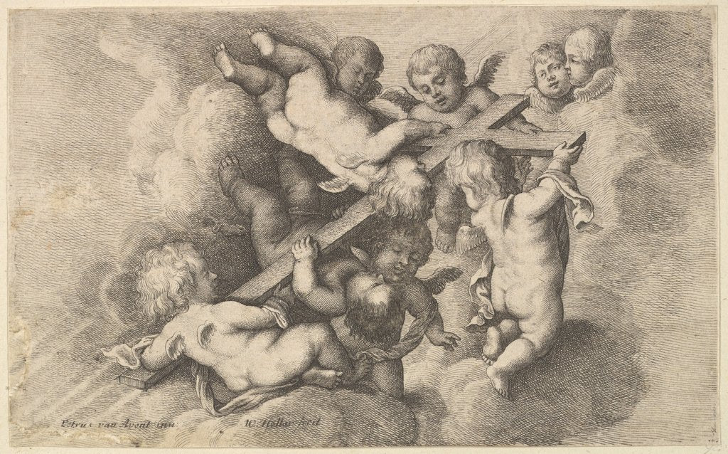 Detail of Seven putti carrying the cross, 1646 by Wenceslaus Hollar