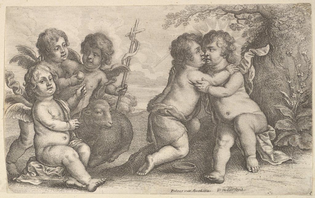 Detail of Jesus and St. John embracing, with Cherubs, 1646 by Wenceslaus Hollar