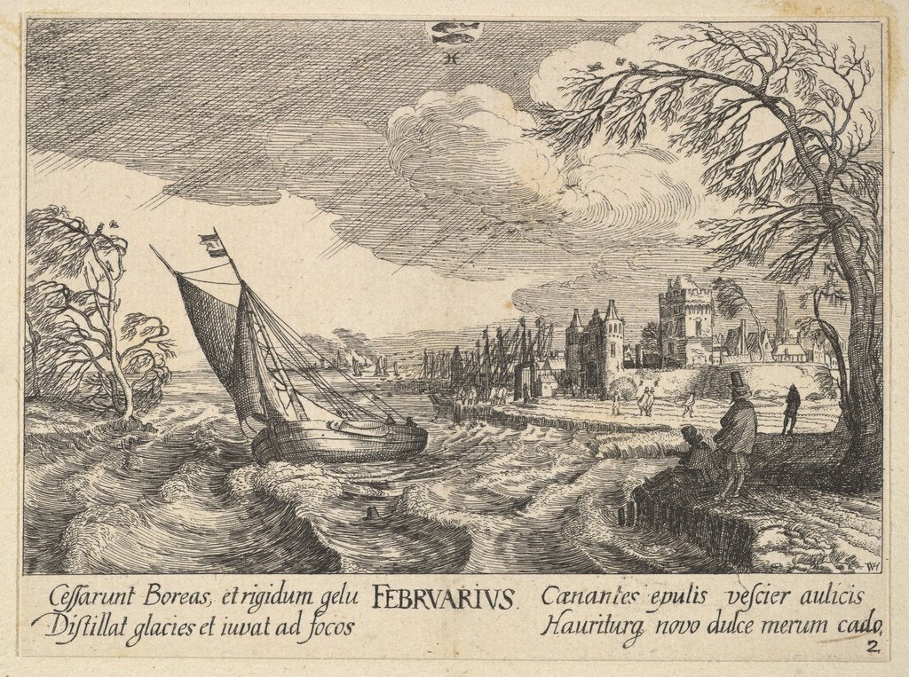 Detail of February, 1628-29 by Wenceslaus Hollar