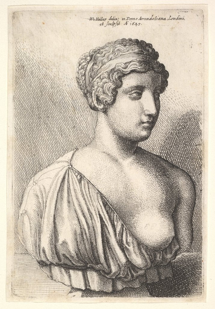 Detail of Antique bust of a woman, 1645 by Wenceslaus Hollar