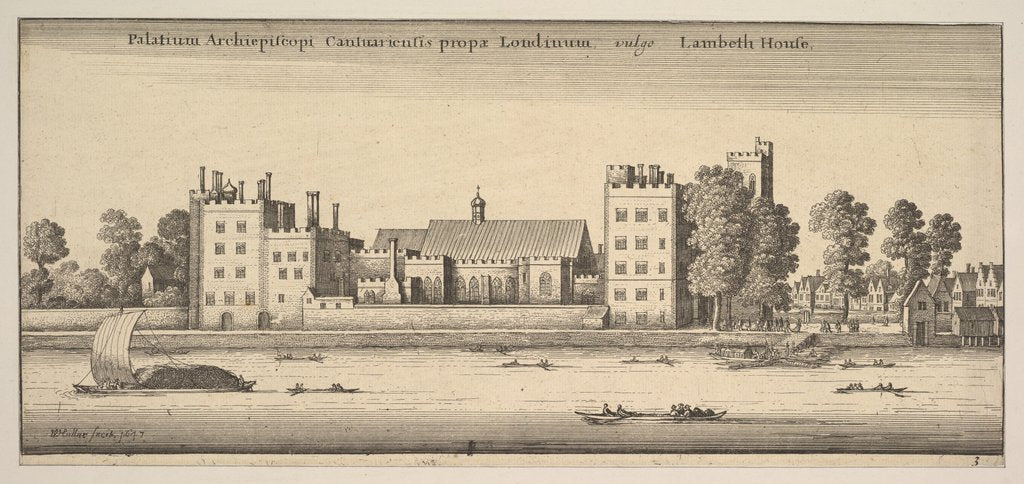 Detail of Palatium Archiepiscopi Cantuariensis propae Londinum vulgo Lambeth Hous by Wenceslaus Hollar