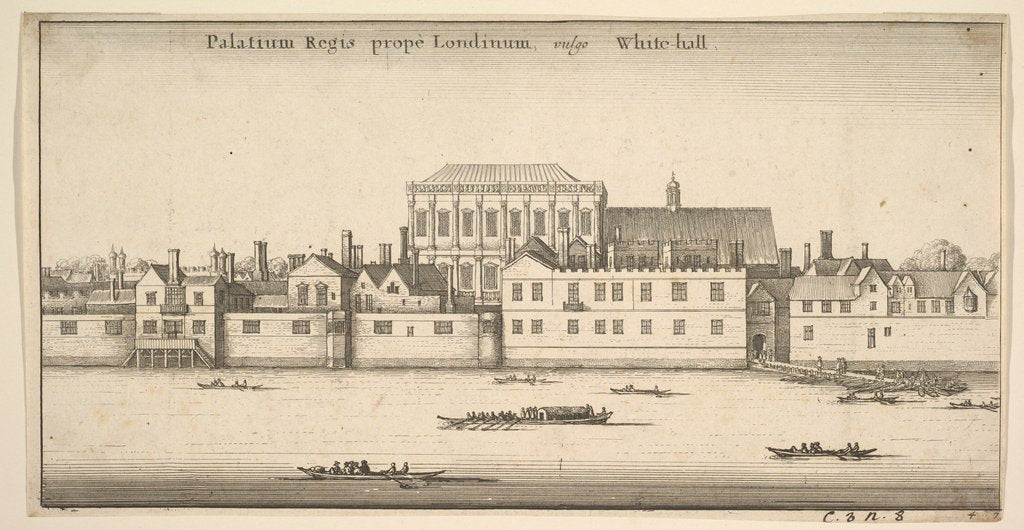 Detail of Palatium Regis prope Londinum, vulgo White-hall, ca. 1647 by Wenceslaus Hollar