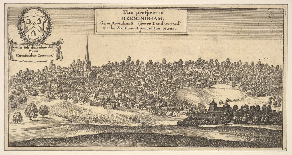 Detail of The Prospect of Bermingham, from Ravenshurst on the South-east part…, 1625-77 by Wenceslaus Hollar