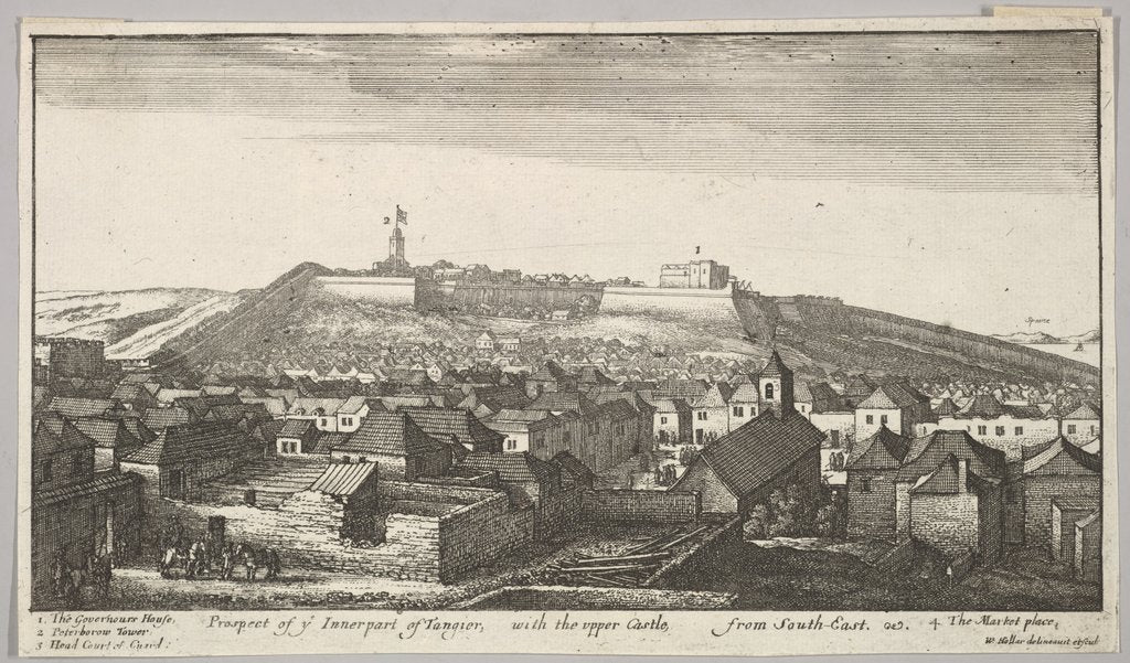 Detail of Prospect of the inner part of Tangier, with the upper Castle, from South-East, 1669-73 by Wenceslaus Hollar