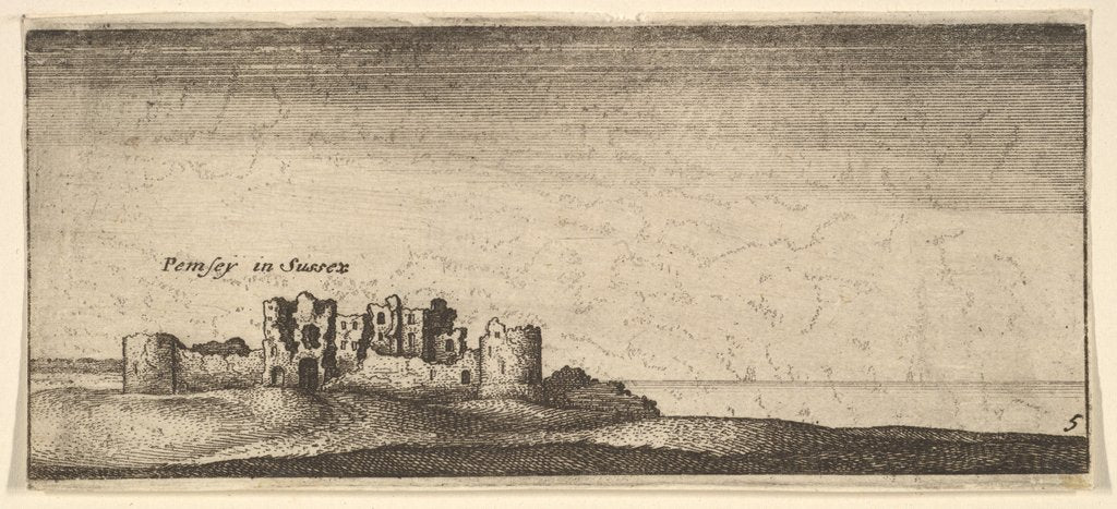 Detail of Pevensey Castle, 1652-77 by Wenceslaus Hollar