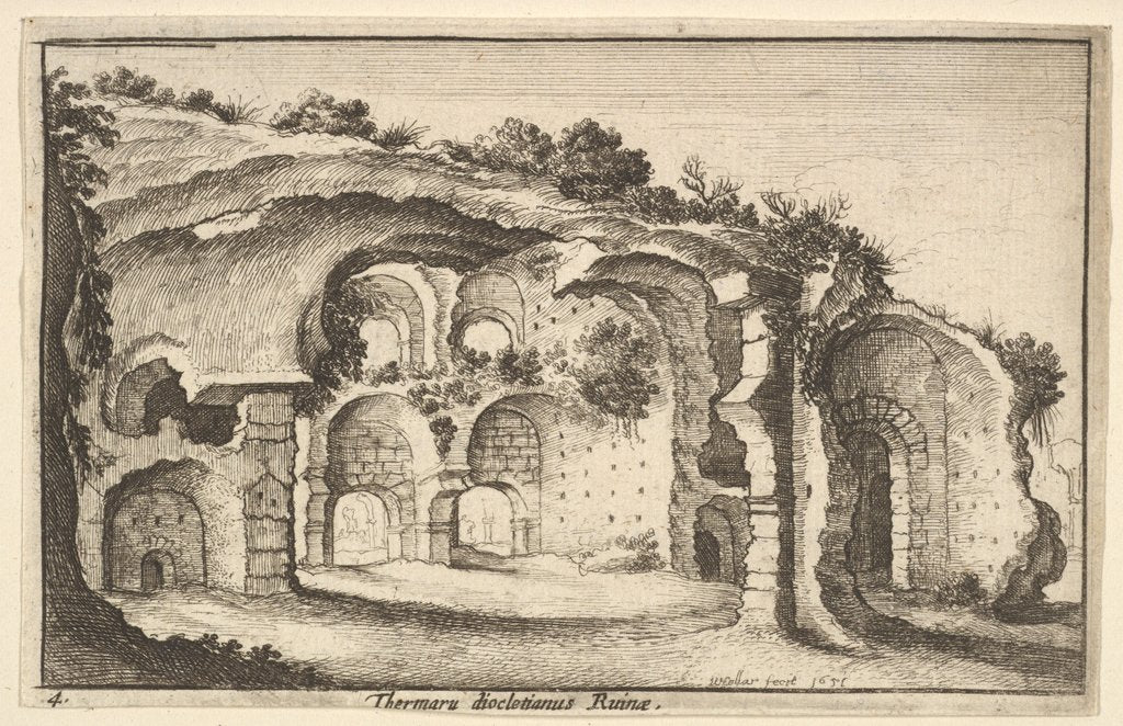 Detail of Thermaru diocletiani Ruinae, 1651 by Wenceslaus Hollar