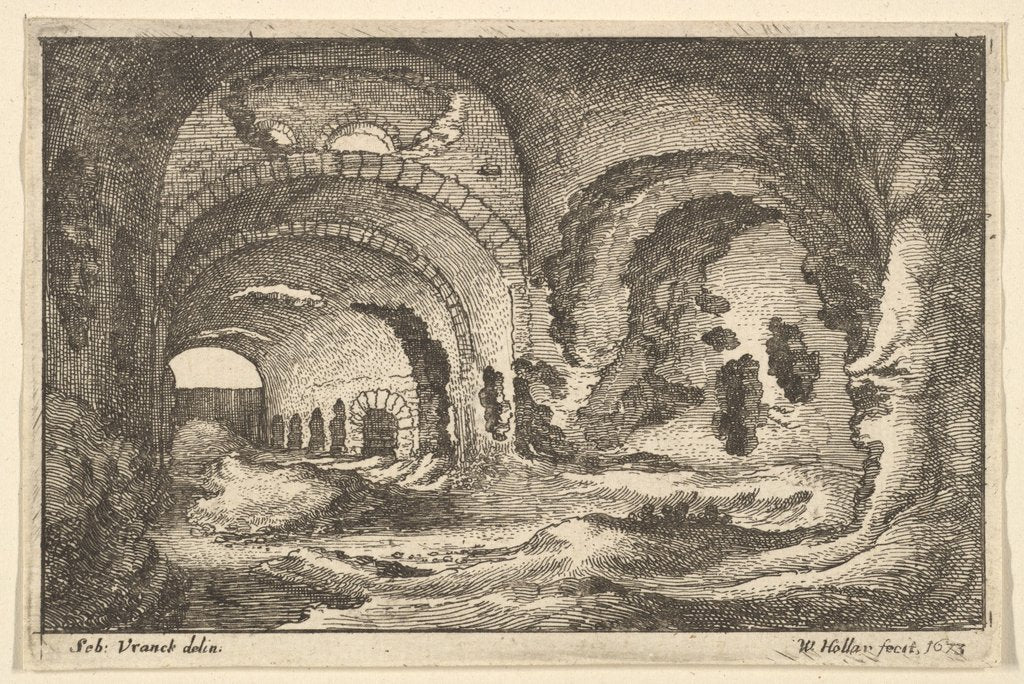 Detail of Roman remains at Tivoli, 1673 by Wenceslaus Hollar