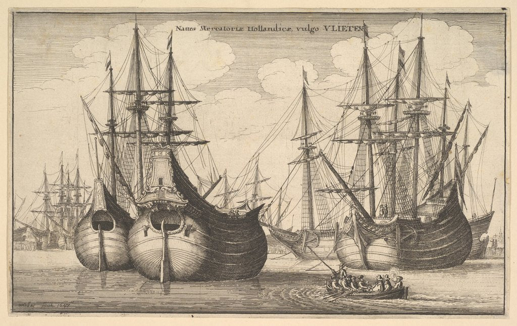 Detail of Naues Mercantoriæ Hollandicæ, vulgo VLIETEN, 1647 by Wenceslaus Hollar