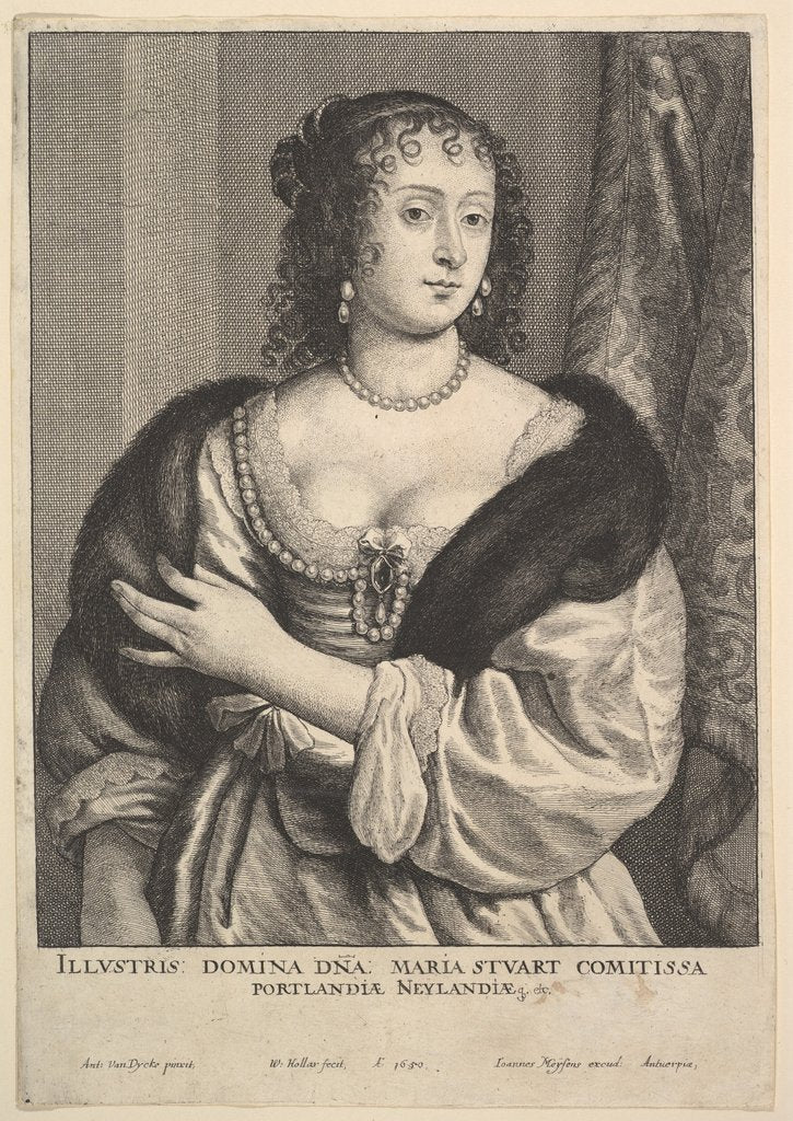 Detail of Frances Stuart, Countess of Portland, 1650 by Wenceslaus Hollar