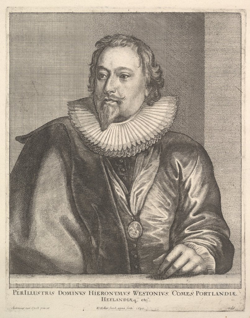 Detail of Richard Weston, Earl of Portland, 1645 by Wenceslaus Hollar