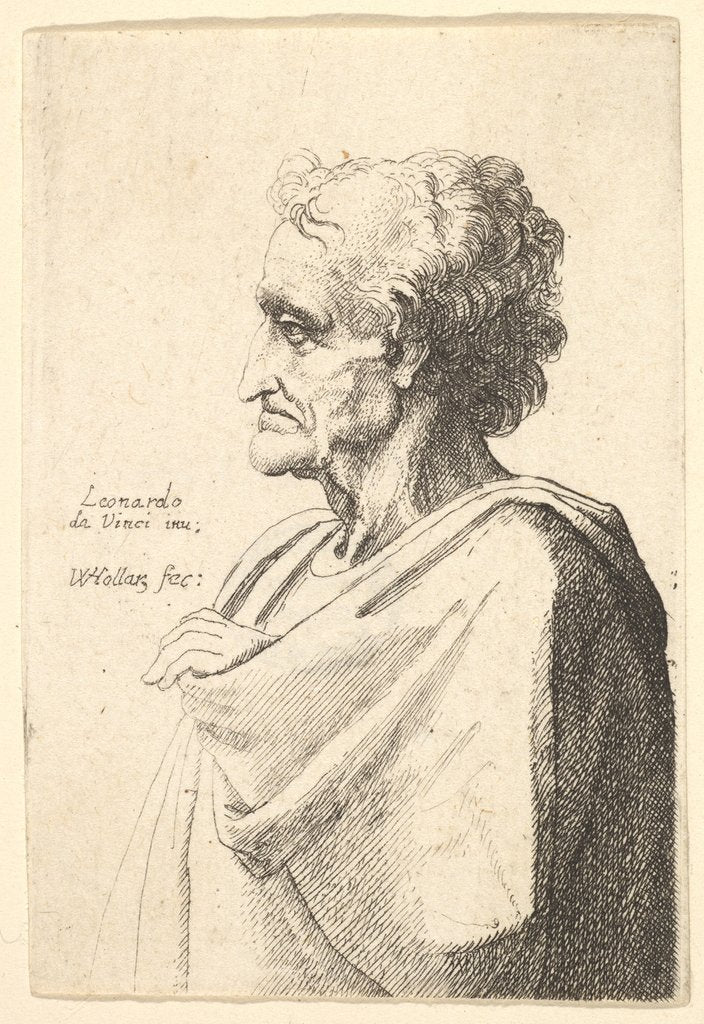 Detail of Man with doleful expression to left with hand emerging from cloak, 1625-77 by Wenceslaus Hollar