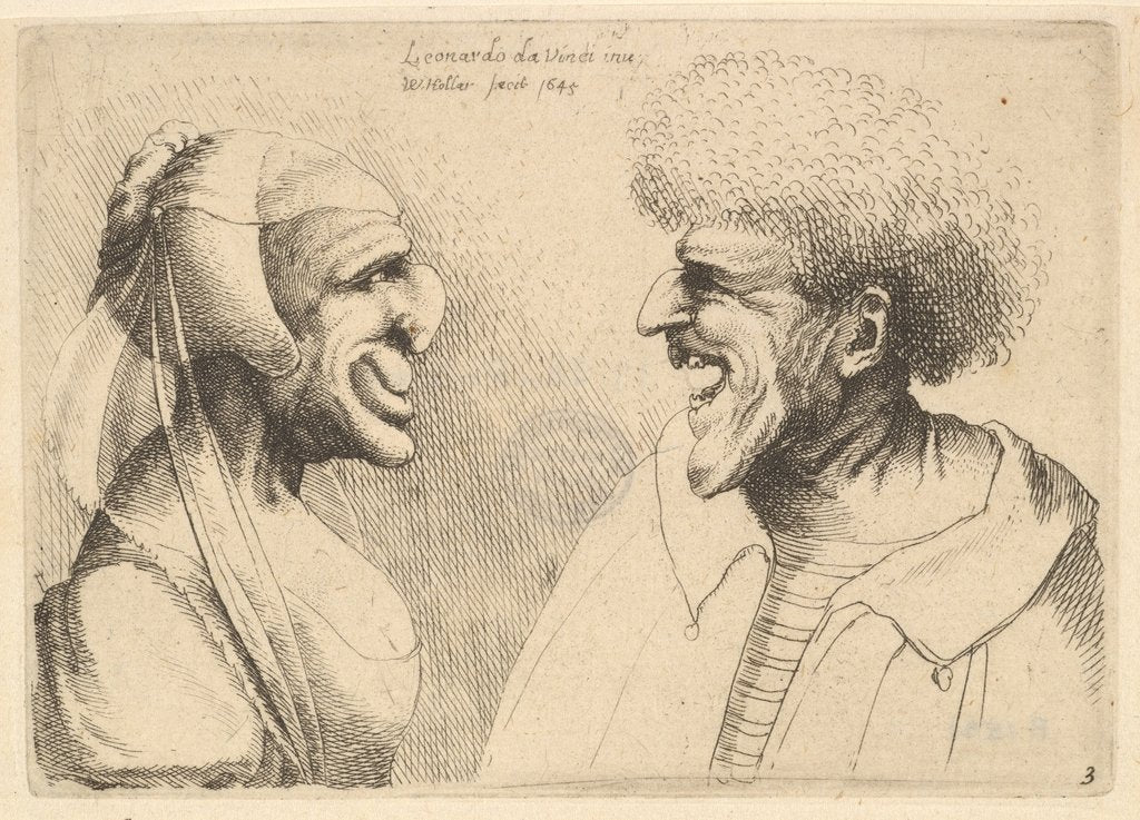 Detail of A deformed couple facing each other, 1645 by Wenceslaus Hollar