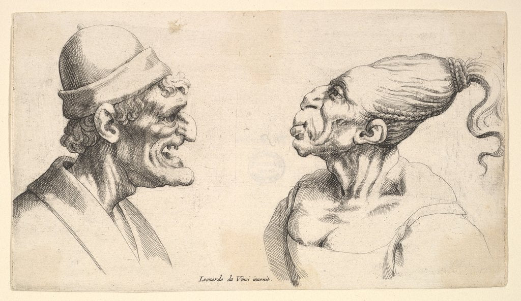 Detail of Two deformed heads, 1625-77 by Wenceslaus Hollar