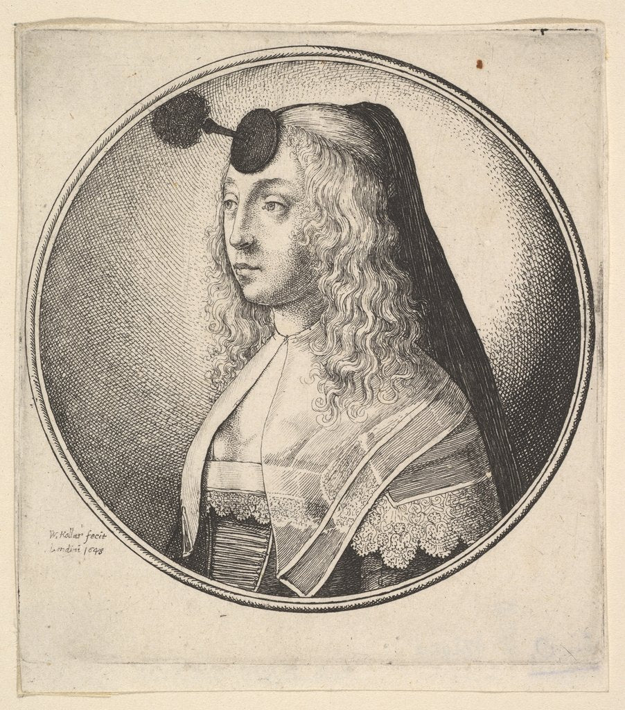 Detail of Woman with houpette on forehead turned to left, 1643 by Wenceslaus Hollar