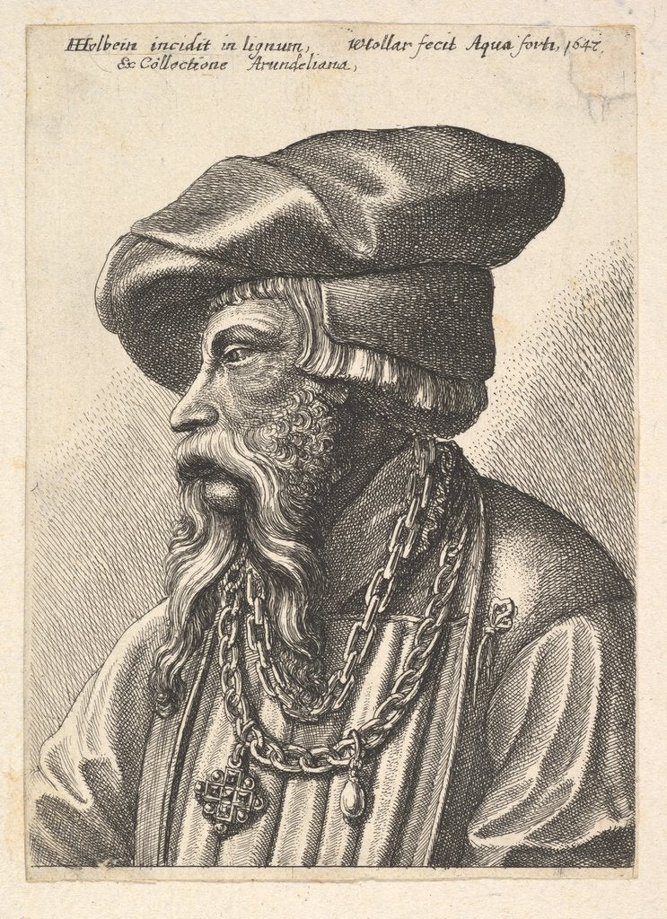 Detail of Bearded man with chain necklace, 1647 by Wenceslaus Hollar