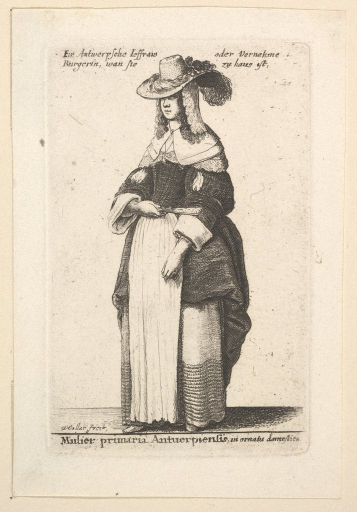 Detail of Mulier primaria Antuerpiensis, in ornatus domestic by Wenceslaus Hollar