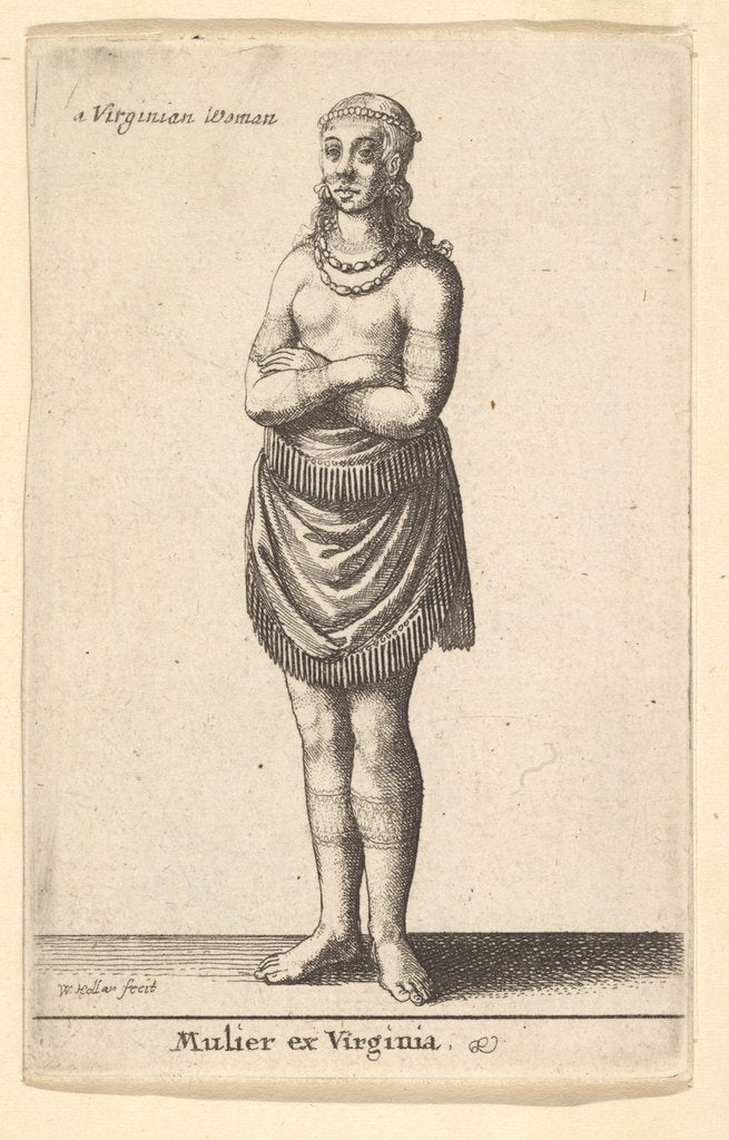Detail of Woman of Virginia, ca. 1643 by Wenceslaus Hollar