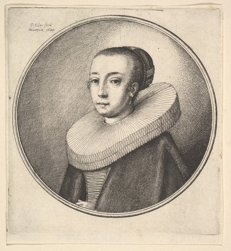 Detail of Woman with circular lace ruff, 1644 by Wenceslaus Hollar