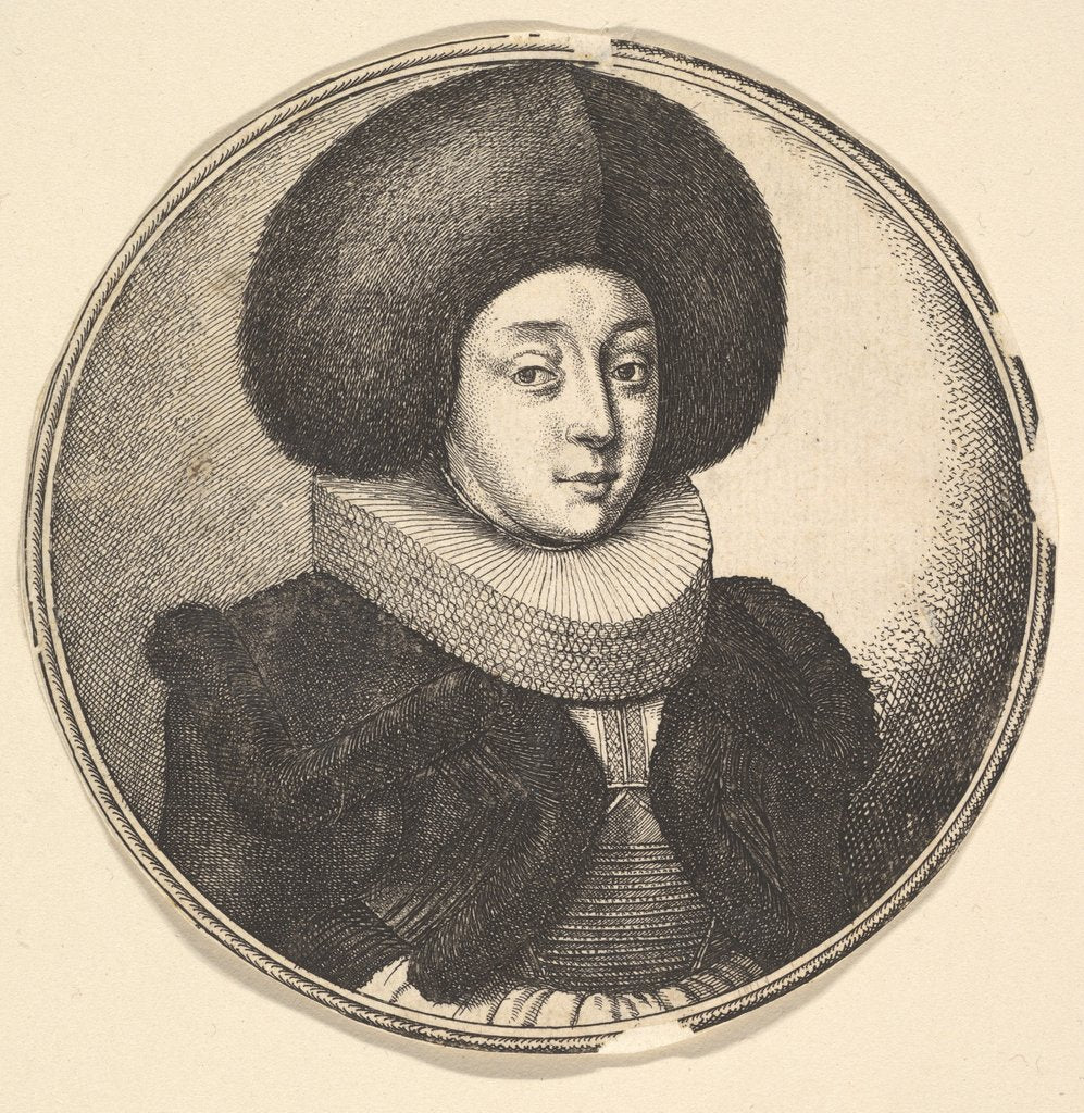 Detail of Woman with large circular fur hat and lace ruff, 1645 by Wenceslaus Hollar