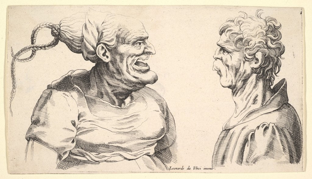 Detail of Two deformed heads, 1625-1744 by Wenceslaus Hollar