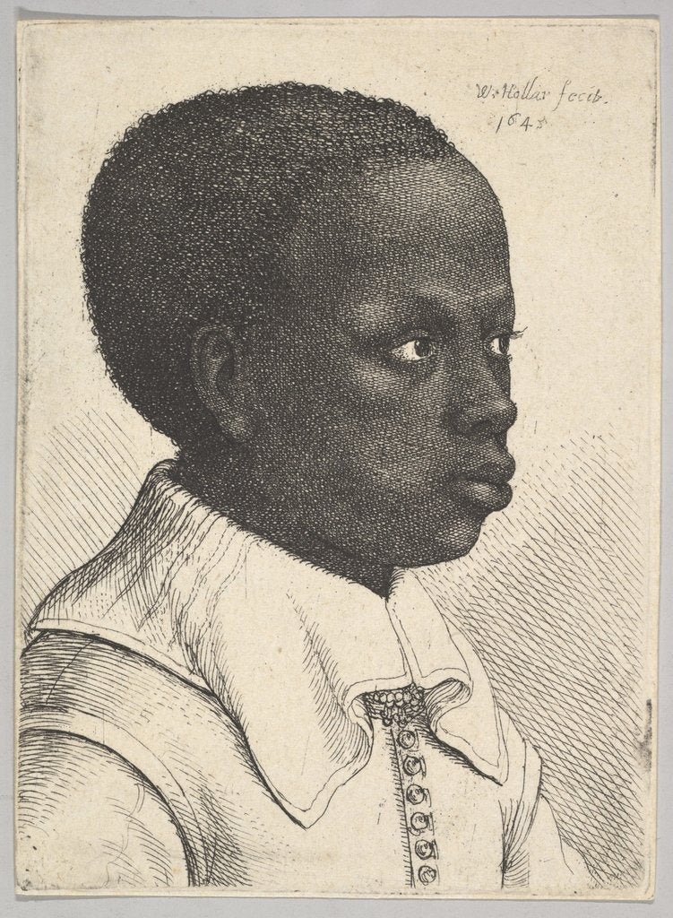 Detail of Head of a young black boy in profile to right, 1645 by Wenceslaus Hollar