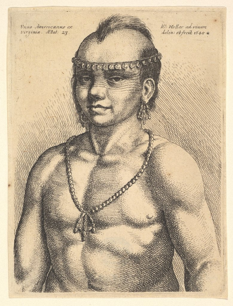 Detail of Unus Americanus ex Virginia, 1645 by Wenceslaus Hollar
