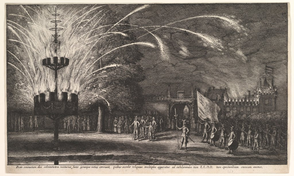 Detail of Fireworks at Hemissem, 1625-77 by Wenceslaus Hollar