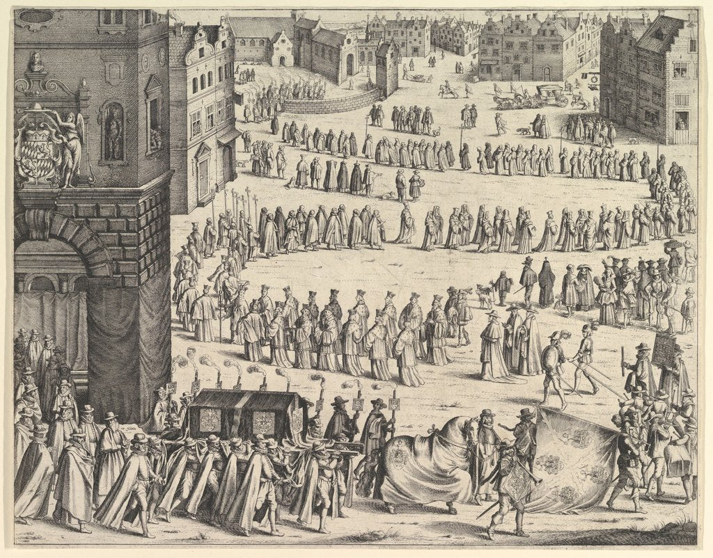 Detail of Funeral of General Johan Baptiste von Taxis, 1645 by Wenceslaus Hollar