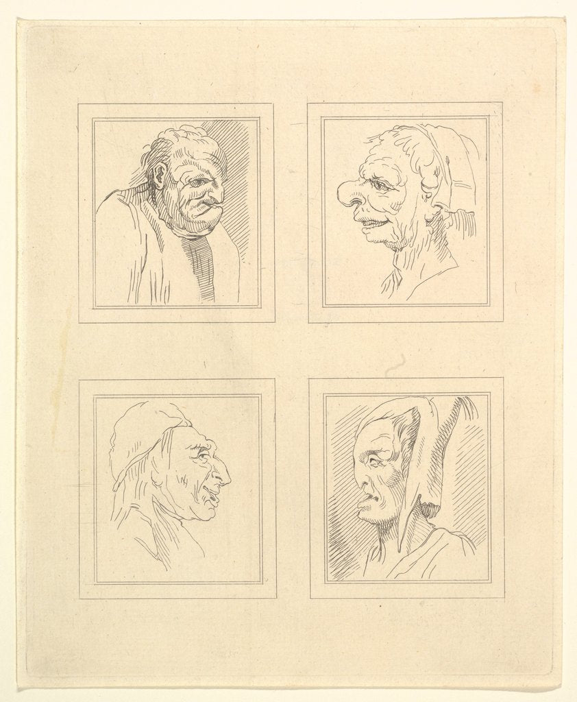 Detail of Four Heads, from Characaturas by Leonardo da Vinci, 1786 by Unknown