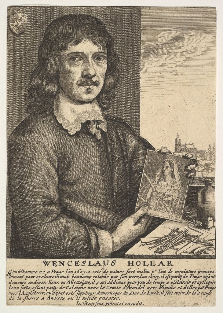 Detail of Self-Portrait, 17th century by Wenceslaus Hollar
