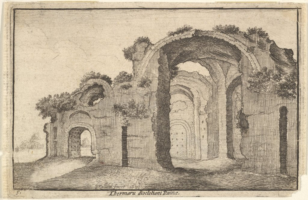 Detail of Baths of Diocletian, Rome, 17th century by Wenceslaus Hollar