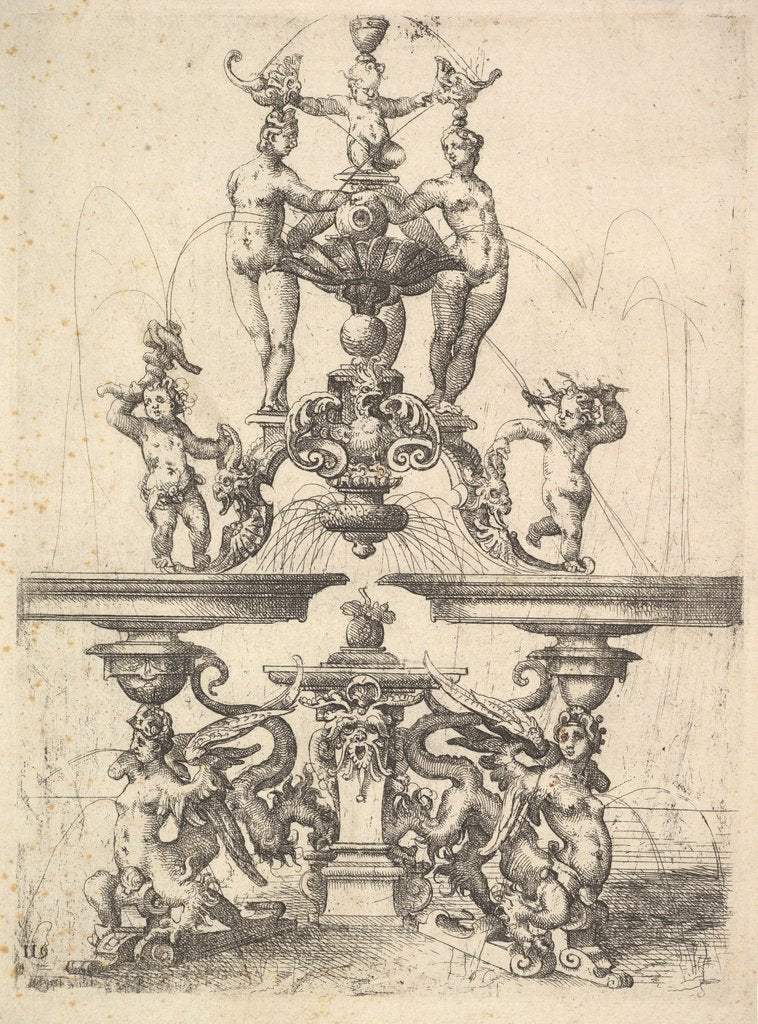 Detail of Design for a Fountain, Plate 119 from Dietterlin's Architectura, 1598 by Wendel Dietterlin the Elder