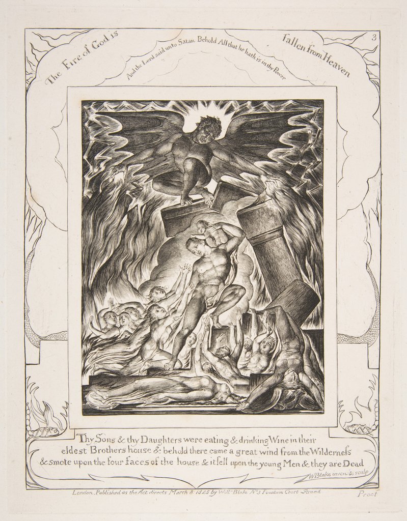 The Destruction of Job's Sons, from Illustrations of the Book of Job, 1825-26 by William Blake