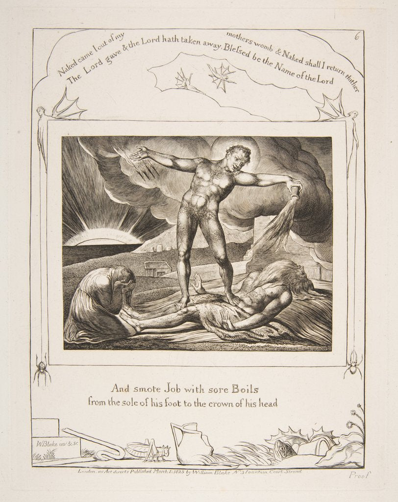 Detail of Satan Smiting Job with Boils, from Illustrations of the Book of Job, 1825-26 by William Blake