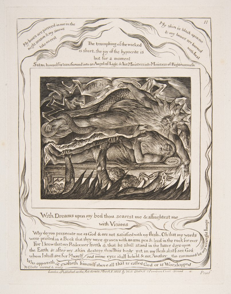 Detail of Job's Evil Dreams, from Illustrations of the Book of Job, 1825-26 by William Blake